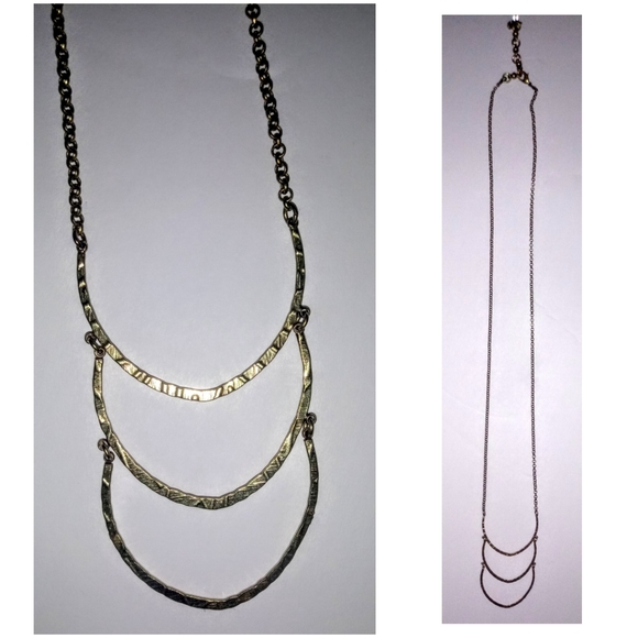 Lucky Brand Hammered Crescent Gold Drop Necklace - Picture 2 of 3